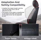 Truck Seat Covers for Chevy Silverado 1500 2007-2026, Waterproof Premium Leather Full Coverage Car Seat Cover, Muscle Sport Style Auto Interior Seat Cover Sets (Full Set/Black Red)