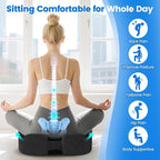 Seat Cushion with Carry Handle, Memory Foam for Tailbone/Sciatica Easing, Chair Cushions for Cars, Desks, Office Chair Cushion with Non-Slip Design, Ideal for Post-Surgery Recovery (Grey)