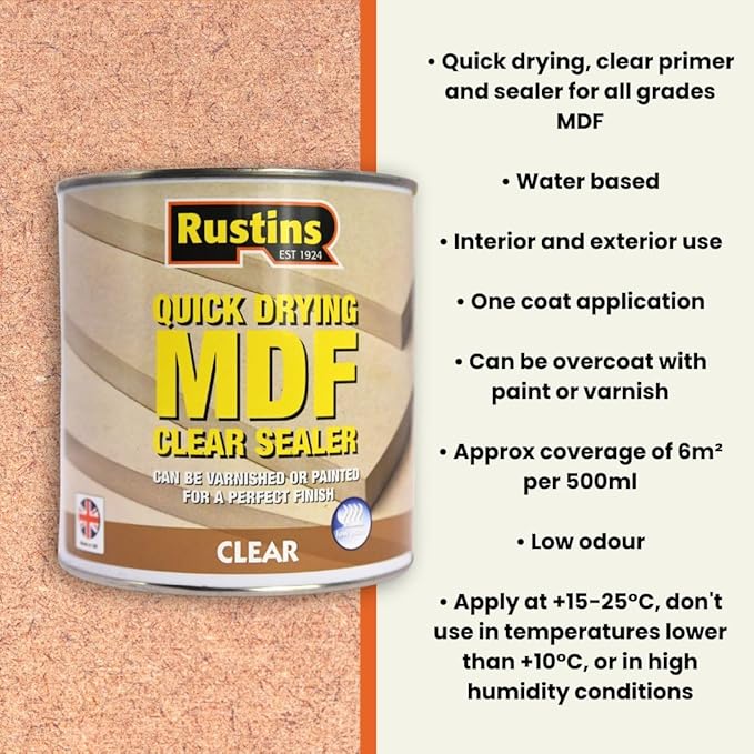 Rustins MDFS250 250ml Quick Dry MDF Sealer - Clear