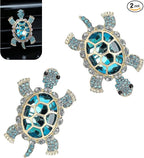 2 PCS Sea Turtles Car Air Fresheners Vent Clips, Cute Sea Turtles Decor Ocean Themed, Glamorous Turtle Car Accessories for Women, Refillable Interior Decoration Outlet Diffuser (Blue)