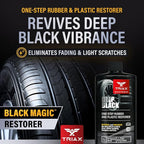Triax Deep Black Tire, Trim, and Bumper Restore and Conditioner | One-Step Rubber Protectant with UV Shield | Polymer Based | No Water Rinse (12 Ounce)