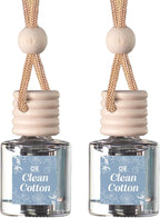 C&E Craft Co Hanging Car Air Freshener Diffuser 2 Pack, Long Lasting Fragrance Oil Car Freshener, Glass Bottle Auto Air Freshener, Made in USA (Clean Cotton)