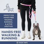 Spark Paws Handsfree Dog Leash – Shock Absorbing Waist Bungee Lead for Running, Car Seatbelt Clip & Poop Bag Set, Heavy Duty Tactical Lead for Medium, Large & X-Large Breeds - Pastel Icing