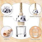 3 Pieces Cowboy Hat Car Air Freshener Hanging Cow Print Diffuser Bottles Western Country Refillable Empty Glass Perfume Bottle Car Interior Rear View Mirror Accessories(Brown, Spots, Black)
