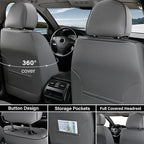 Coverado Seat Covers, Car Seat Covers Front Seats, Waterproof Nappa Leather Auto Seat Cover with Lumbar Head Pillow, Gray Seat Covers Carseat Cover Universal Fit for Most Cars