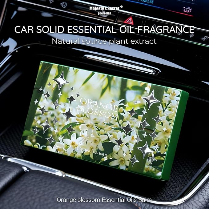 Car Solid Air Freshener 140g, Plant-Based Scent Balm, Long-Lasting Fragrance, Odor Neutralizer for Car, Home, Office, Pet Spaces, Cat & Dog Odors (Orange Blossom)