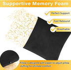 2 Pack Small Pillow, Memory Foam Mini Pillow 11 X 7 Inches for Travel, Sleeping, Nap and Neck, Knee, Lumbar Support, Tiny Cushion for Pet, Dogs (Black)