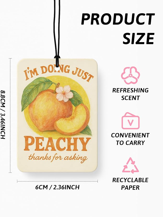 Trendy Peach Lemon Orange Cherry Christian Car Air Freshener 4 Pcs, Cute Fruits Religious Hanging Air Freshener for Cars Closet Drawer Books, Girly Car Accessories Mirror Decor for Women