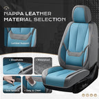 Coverado Seat Covers, Car Seat Covers Front Seats, Leather Seat Covers for Cars, Car Seat Protector Waterproof, Gray Car Seat Cushion, Front Carseat Cover Universal Fit for Most Cars Blue