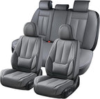 Coverado Car Seat Covers Full Set, Seat Covers for Cars, Gray Car Seat Protector Waterproof, Nappa Leather Car Seat Cushion, Car Seat Covers Front Seats and Back Fit for Most Cars