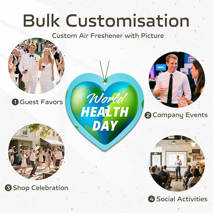 HINFKA 10-1000 Pcs Custom Air Fresheners with Picture – Personalized Double-Sided Car Freshener with Logo or Photo, Bulk Customized Gifts for Business Events and Branding (A04-Heart)