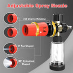 Foam Cannon Pro, Foam Cannon for Pressure Washer with 1/4" Quick Connector, Mini Soap Cannon with Adjustable Nozzle for car wash, Additional 1.1mm Orifice Nozzle (Black - Red)