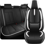 Fit for 98% of Mercedes Benz Car Seat Covers, Premium Nappa Leather Seat Cover, Fully Wrapped Protect Modern Style Seat Cover (5-Seat Standard, Black & White)