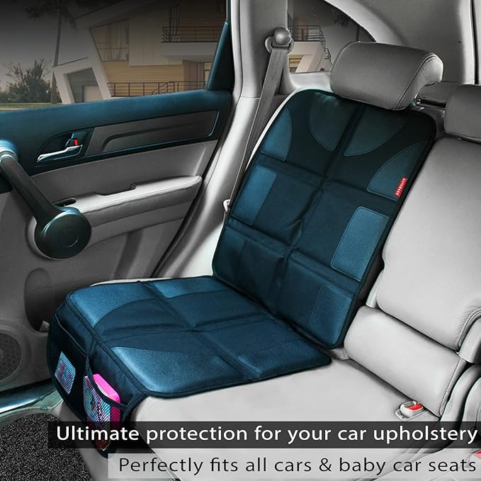 Autobase Car Seat Protector for Child Car Seat | Largest and Thickest Waterproof Backseat Protector for Kids and Pets | Heavy-Duty Non-Slip Rubber Padded Backing (Black, XL – 1 Pack)