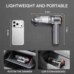 Handheld Car Vacuum Cordless,3 Suction Modes,Portable Mini Cordless Cleaner with 19000pa Suction Power,Type-C Charge,Handheld Vacuum for Car,Home,Office
