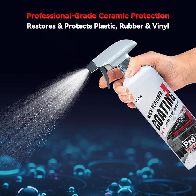 Black Restorer Trim Coating Spray - Advanced Ceramic Protection for Plastic, Rubber, Vinyl on Cars, Trucks, SUVs | Quick Spray, UV Shield, Restores & Protects, 16.9 fl oz