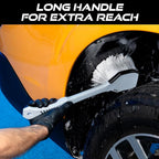 VIKING Car Wash Brush, Wheel and Fender Brush, Long Handle Tire Cleaner for Car Detailing, 16.5 Inch, Grey/Black