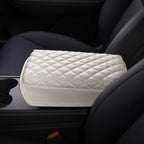 KMMOTORS Fits Model y, Model 3 (2021-2024) Center Console Cover Quilting White, Armrest Cushion, Console Protector, Vegan Leather, Model 3 Accessories, Model y Accessories (Creamy White)