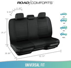 Road Comforts Car Seat Cover, Leather Car Seat Cover Full Set, Automotive Seat Covers, Airbag Compatible Universal Fit for Most Cars (Black)