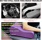 Car Armrest Cushion, Soft Memory Foam Auto Armrest Pillow with Storage Bag, Leather Center Console Arm Rest Padded Cushion with Phone Holder, Universal Car Accessories (Purple)