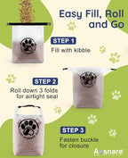 Pet Food Storage Bag for Travel - Transparent Leak-Proof Dog Food Container with Roll-Top Closure, Keeps Kibble Fresh for Camping Trip, Dog Boarding, Weekend Getaways (42 Cups+bowl)