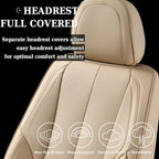 Coverado Seat Covers, Car Seat Covers Front Seats, Beige Car Seat Cover, Car Seat Protector Waterproof, Car Seat Cushion Nappa Leather, Seat Covers Carseat Cover Universal Fit for Most Cars