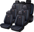 Car Seat Cover 7 Seats for Hyundai Palisade 2020-2025, Durable Wear Resistant Waterproof Sport Seat Cover, Breathable No Odor Premium Leather Vehicle Seat Covers.(Standard,Black Blue)