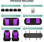 FH Group Automotive Car Seat Covers Full Set Premium 3D Air Mesh Front Seat Covers, Airbag Compatible & Split Bench Cover Universal Fit Interior Accessories for Cars Trucks and SUVs - Purple