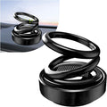 Solar Rotating Car Air Freshener, Solar Energy Refillable Car Dashboard Aromatherapy Ornament, Double Ring Fragrance Diffuser Decorative Accessories for Vehicle Home Office (Black)
