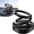 Solar Rotating Car Air Freshener, Solar Energy Refillable Car Dashboard Aromatherapy Ornament, Double Ring Fragrance Diffuser Decorative Accessories for Vehicle Home Office (Black)