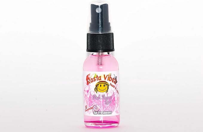 Rasta Vibez Pink Sugar Type Air Freshener - 100% Ultra Concentrated Oil Based Spray - Ideal for Bathroom, Home, Car, Office & More - Long Lasting Effects - 1oz Bottle
