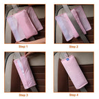 COOLBEBE Seat Belt Pillow for Kids, Extra Soft Toddler Travel Pillow for Car Seat, Universal Carseat Strap Cushion Pads for Childs Baby People Adults, Pink
