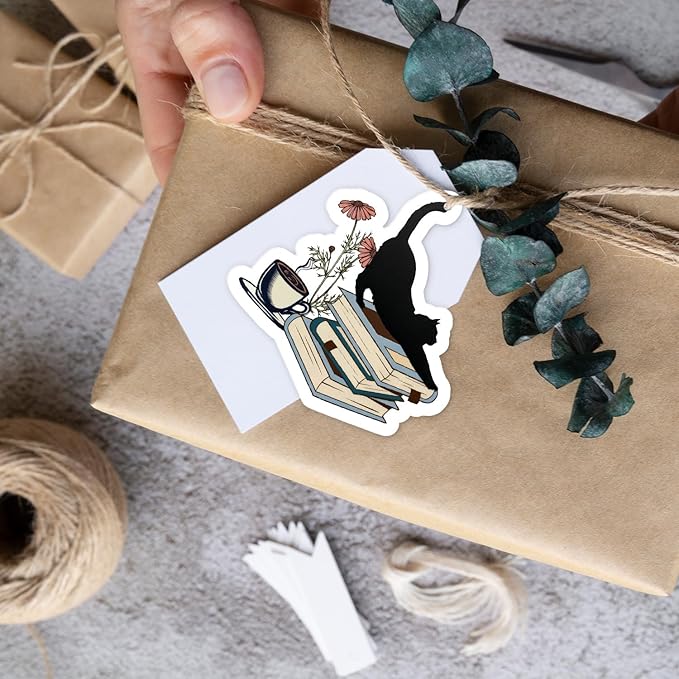 Floral Black Cat Reading Car Air Freshener 4 Pcs, Book Lover Reader Gifts, Black Cat Gifts Hanging Air Freshener for Books Reading Nook Library, Bookish Car Accessories for Women Girls