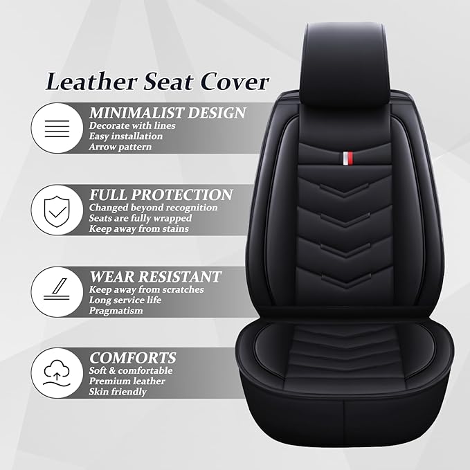 Car Seat Cover for Ford Explorer 2000-2025, Waterproof Durable Compatible Airbag, Premium Leather Seat Protector(2 Seats Standard,Black)