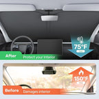 2025 Upgraded Zanch Car Front Windshield Sun Shade- Ultimate UV Protection & Heat Reduction|OEM Design|Innovative No-Light Leakage Technology|4-Layer Protection|Fit for Tesla Model X (2016-2025)