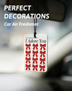 Trendy Leopard Print Car Air Freshener 4 Pcs, Red Coquette Bow Espresso Martini Poker Hanging Air Freshener for Cars Closet Drawer Books, Girly Car Accessories Mirror Decor for Women