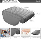 Car Armrest Cushion, 12.2"×8.3" Leather Auto Memory Foam Center Console Pad with Storage Pocket, Waterproof & Anti-Scratch Elbow Pillow Armrest Seat Box Protector, Universal Fit (Gray)