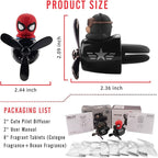 2pcs Car Air Fresheners Cartoon Cute Bear Pilot Automotive Air Outlet Propeller Car Diffuser Creative Car Perfume Decoration for Car Vent Clips with 8 Fragrant Tablets for Women Men (Bear + Hero)