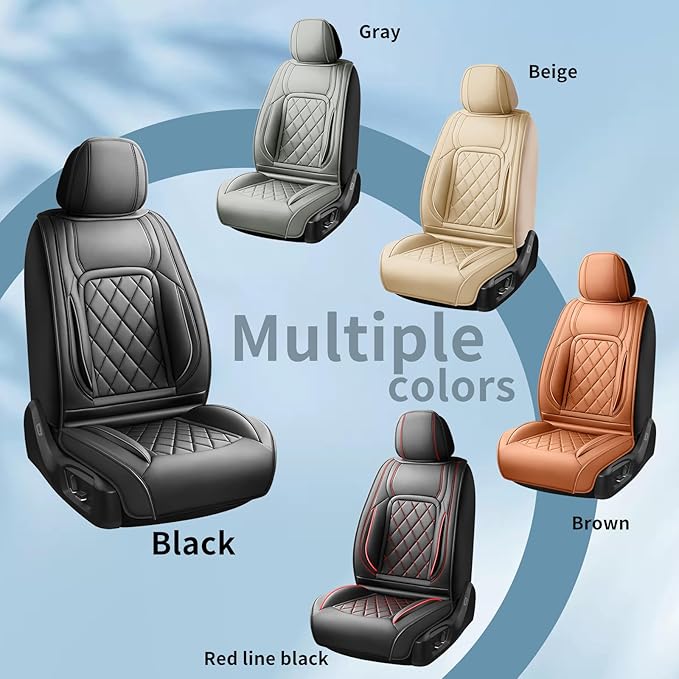 Fit HRV Car Seat Covers Compatible with Honda HRV 2016-2025 2026, Premium Leather Breathable, Wear Resistant, Airbag Compatible, All-Weather Protection & Full Coverage, 2 Front Seat Gray
