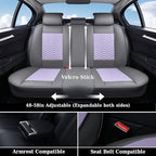 Coverado Seat Covers Full Set, Waterproof Nappa Leather Seat Covers for Cars, 5 Seats Universal Car Seat Protectors, Gray and Purple Car Seat Covers Car Seat Cushions Fit for Most Cars (Gray&Purple)