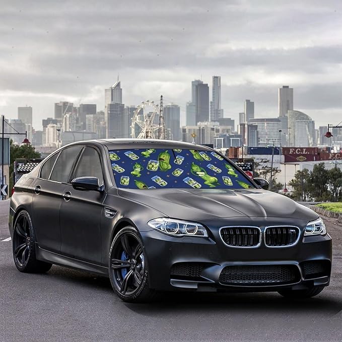 Socira Funny Pickle Car Windshield Sun Shade Umbrella Foldable Sunshade for Front Window Auto Windshield Sunshade Covers Pickle Gifts for Men Car Accessories Protect from Sun Rays Heat 57'' X 30''