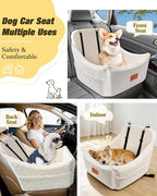 Dog Car Seat for Medium Sized Dog,Pet Travel Car Bed with Seat Belt Channle,Fully Detachable and Washable Car Dog Seat with Adjustable Straps,3 Straps Easy to Install (Beige)
