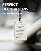 Preppy Blue Christian Air Freshener 4 Pcs, Coquette Blue Bow Religious Bible Verse Hanging Air Freshener for Cars Closet Drawer Books, Girly Christian Car Accessories Mirror Decor for Women