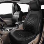 Universal Deluxe Pu Luxury Vinyl Faux Leather Car Seat Covers Full Set, Airbag Compatible, Breathable, Fit for Cars, Trucks, SUV (All Black)