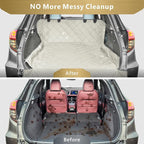 F-color SUV Cargo Liner for Dogs, Water Resistant Pet Cargo Cover Dog Seat Cover Mat for SUVs Sedans Vans with Bumper Flap Protector, Non-Slip, Large Size Universal Fit, Beige
