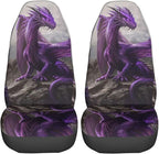 Delerain Car Seat Covers Set 2Pcs, Cool Purple Dragon Universal Front Car Seats Vehicle Enterior Protector Suitable Fits Most Car Auto SUV Sedan Truck