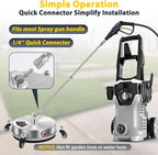 Dalmbox 14" Pressure Washer Surface Cleaner with 4 Wheels, 1/4" Quick Plug, Stainless Steel Housing, 4000 PSI, Pressure Washer Surface Cleaner Attachment for Patio, Courtyard, Concrete, Sidewalks