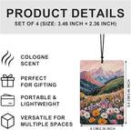 Maximalist Boho Floral Mountain Car Air Freshener 4 Pcs, Boho Abstract Eclectic Flower Hanging Air Freshener for Cars Closet Drawer Books, Cute Flower Car Accessories for Women
