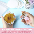 Maitys 50 Pieces Sublimation Air Freshener Blanks Car Scented Hanging Round Felt Air Freshener White Fragrant Sheets with 100 Pieces Bags and Elastic Rope for Car Interior Use and Decor