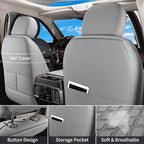 Huidasource Tacoma Front&Back Seat Covers, Gray Leather Car Seat Cushion Cover Accessories Fit for 2016-2023 Double & Crew Cab Toyota Tacoma SR SR5 Limited TRD Sport/Pro/Off Road(Full Set/Gray)